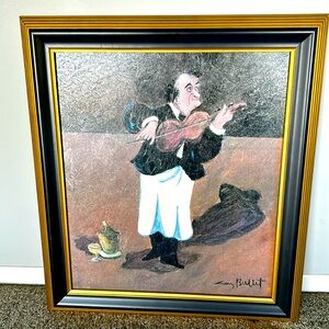 Guy Buffet - “Violinist” framed art - 22” x 26”